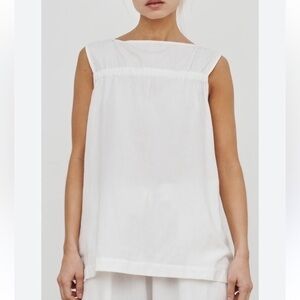 CECILIE TOP by Care by Me, sleeveless, white, organic cotton/linen size medium